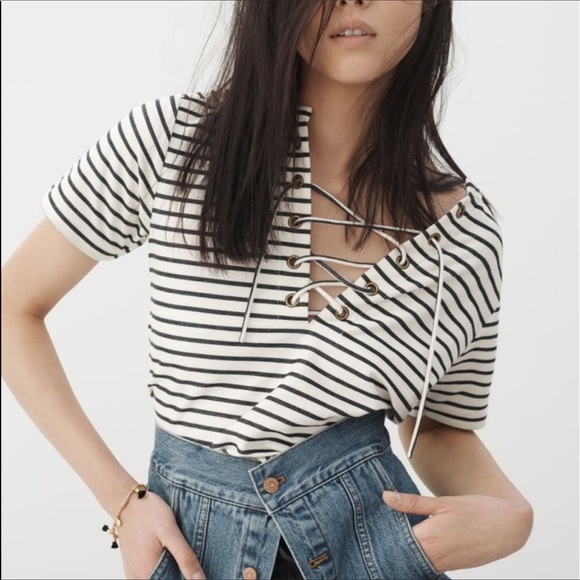 Madewell Tops - LOWEST PRICE Madewell striped lace up top